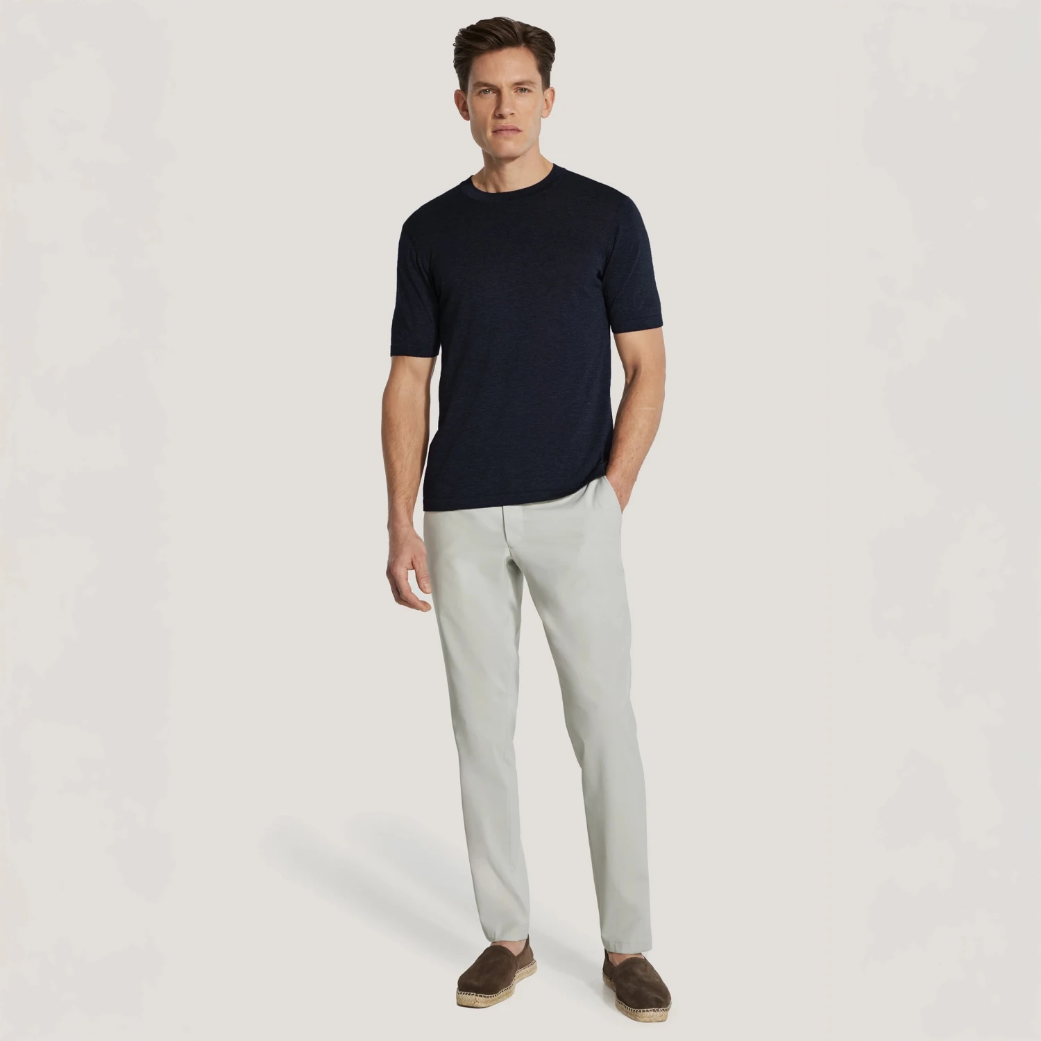 Midnight Cotton Silk Knit Short Sleeve Crewneck - Jack Victor 3 Midnight Cotton Silk Knit Short Sleeve Crewneck - Jack Victor