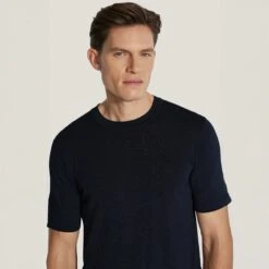 Midnight Cotton Silk Knit Short Sleeve Crewneck - Jack Victor 8 Midnight Cotton Silk Knit Short Sleeve Crewneck - Jack Victor -ETON Store V251000 MIDNIGHT 0160