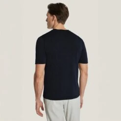 Black Cotton Silk Knit Short Sleeve Crewneck - Jack Victor 9 Black Cotton Silk Knit Short Sleeve Crewneck - Jack Victor -ETON Store V251000 MIDNIGHT 0164 1