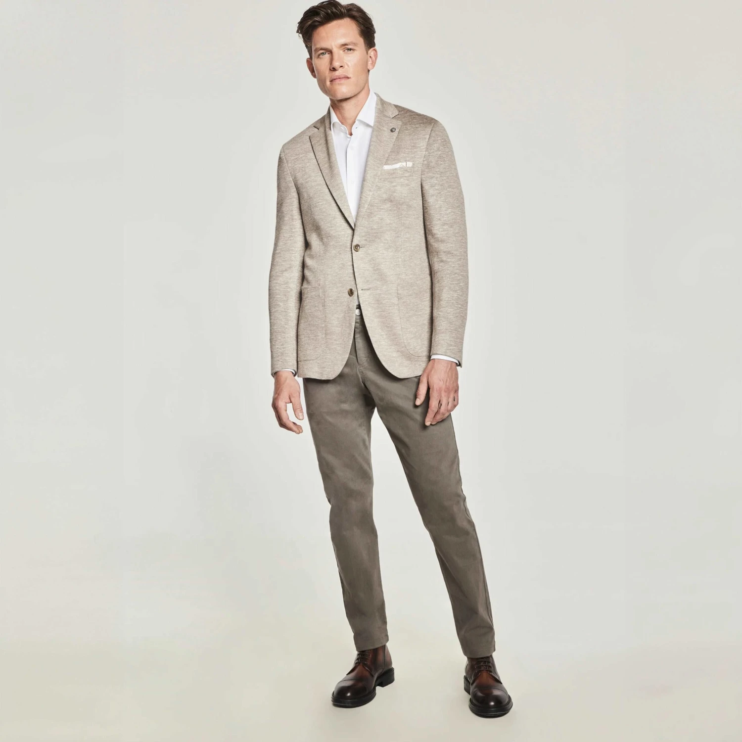 Beige Melange Queens Contemporary Fit Unconstructed Sport Jacket - Jack Victor 5 Beige Melange Queens Contemporary Fit Unconstructed Sport Jacket - Jack Victor - Image 3