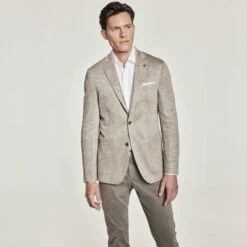 Beige Melange Queens Contemporary Fit Unconstructed Sport Jacket - Jack Victor