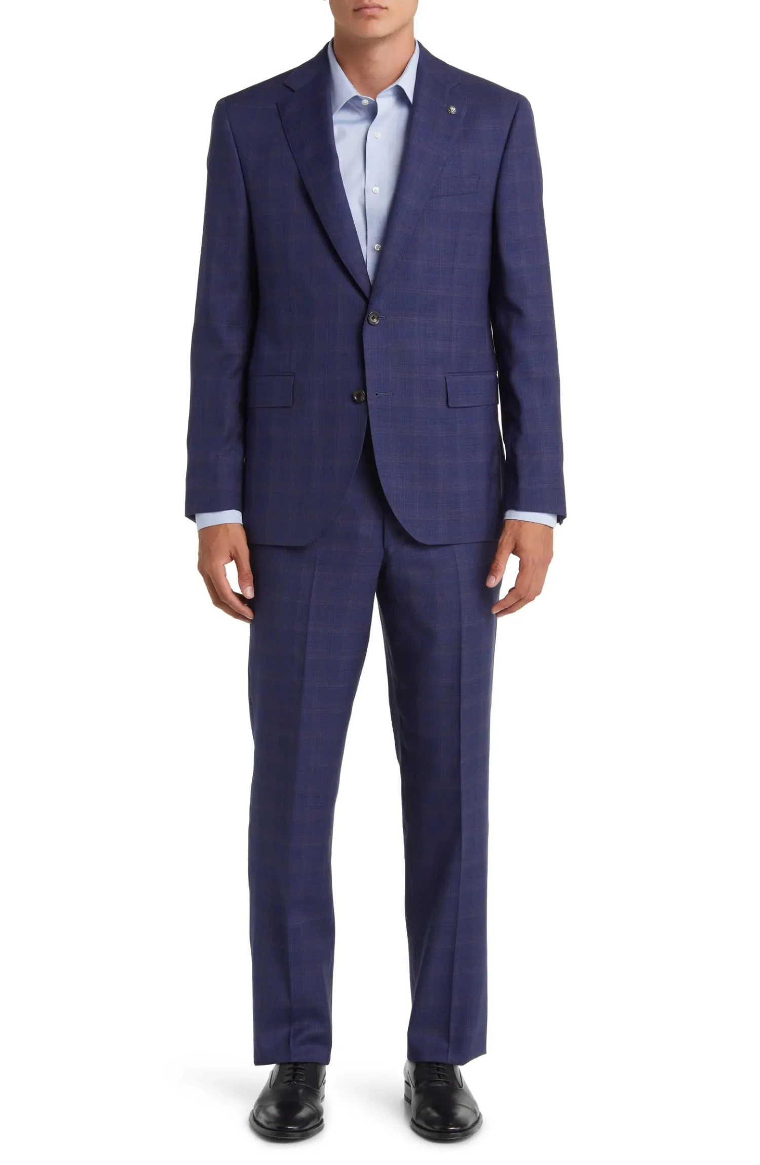 Blue Check Esprit Modern Fit Loro Piana Wool Suit - Jack Victor 5 Blue Check Esprit Modern Fit Loro Piana Wool Suit - Jack Victor - Image 4