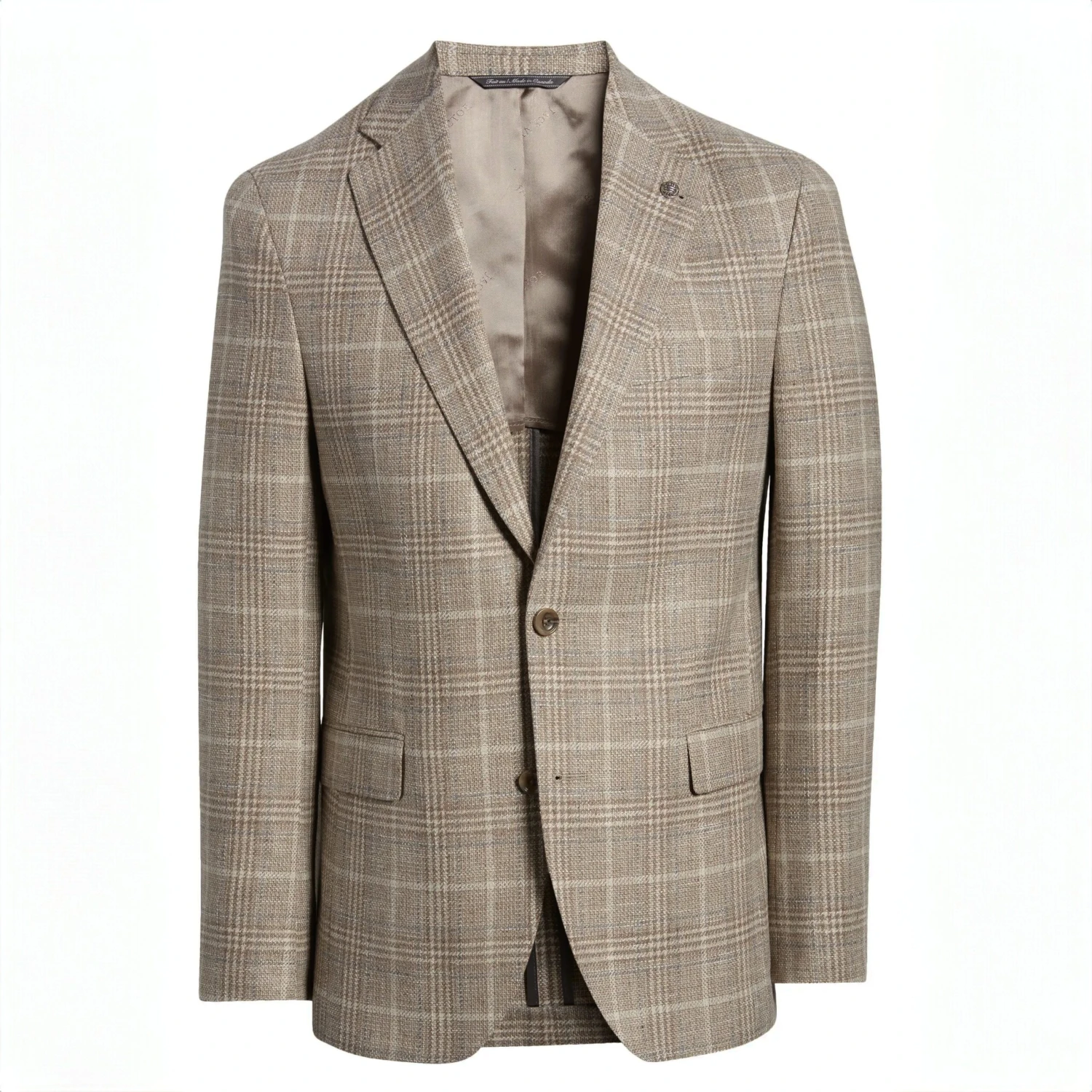 Taupe Prince-of-Wales Cotton-Wool McAllen Contemporary Fit Sport Jacket - Jack Victor 1913 4 Taupe Prince-of-Wales Cotton-Wool McAllen Contemporary Fit Sport Jacket - Jack Victor 1913 - Image 2