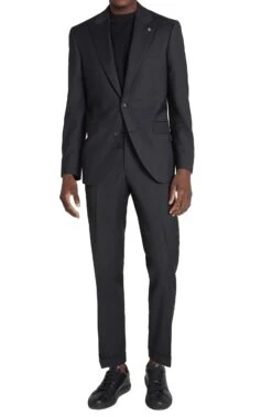 Black Micro-Patterned Engel Modern Fit Wool Suit - Jack Victor