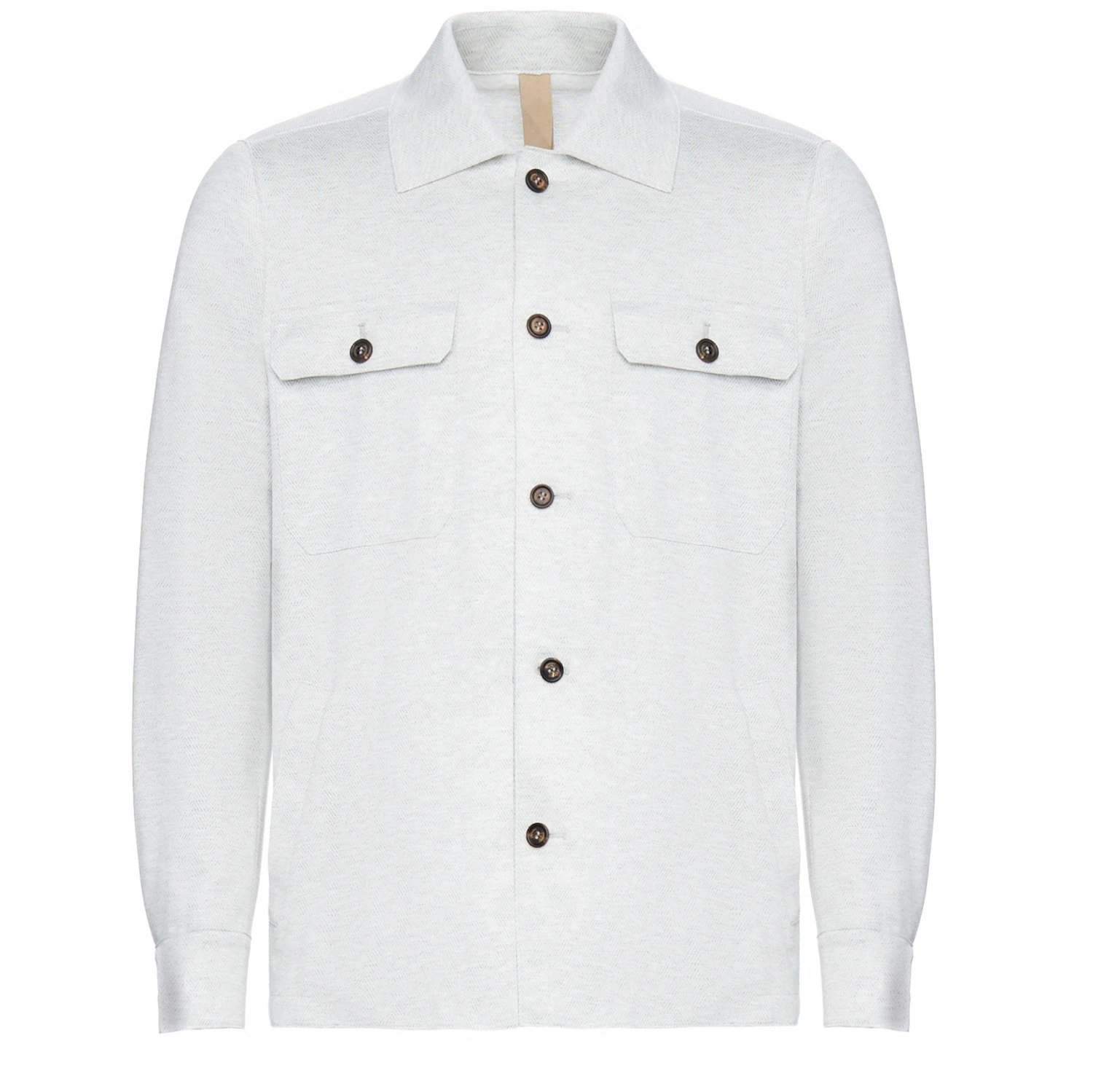 Ice Gray Herringbone Jersey Stretch Overshirt - ELEVENTY 6 Ice Gray Herringbone Jersey Stretch Overshirt - ELEVENTY - Image 4