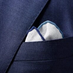 White With Blue Gradient Edges Linen Pocket Square - ETON 8 White With Blue Gradient Edges Linen Pocket Square - ETON -ETON Store blue linen pocket square 2023 10 03T093550707Z