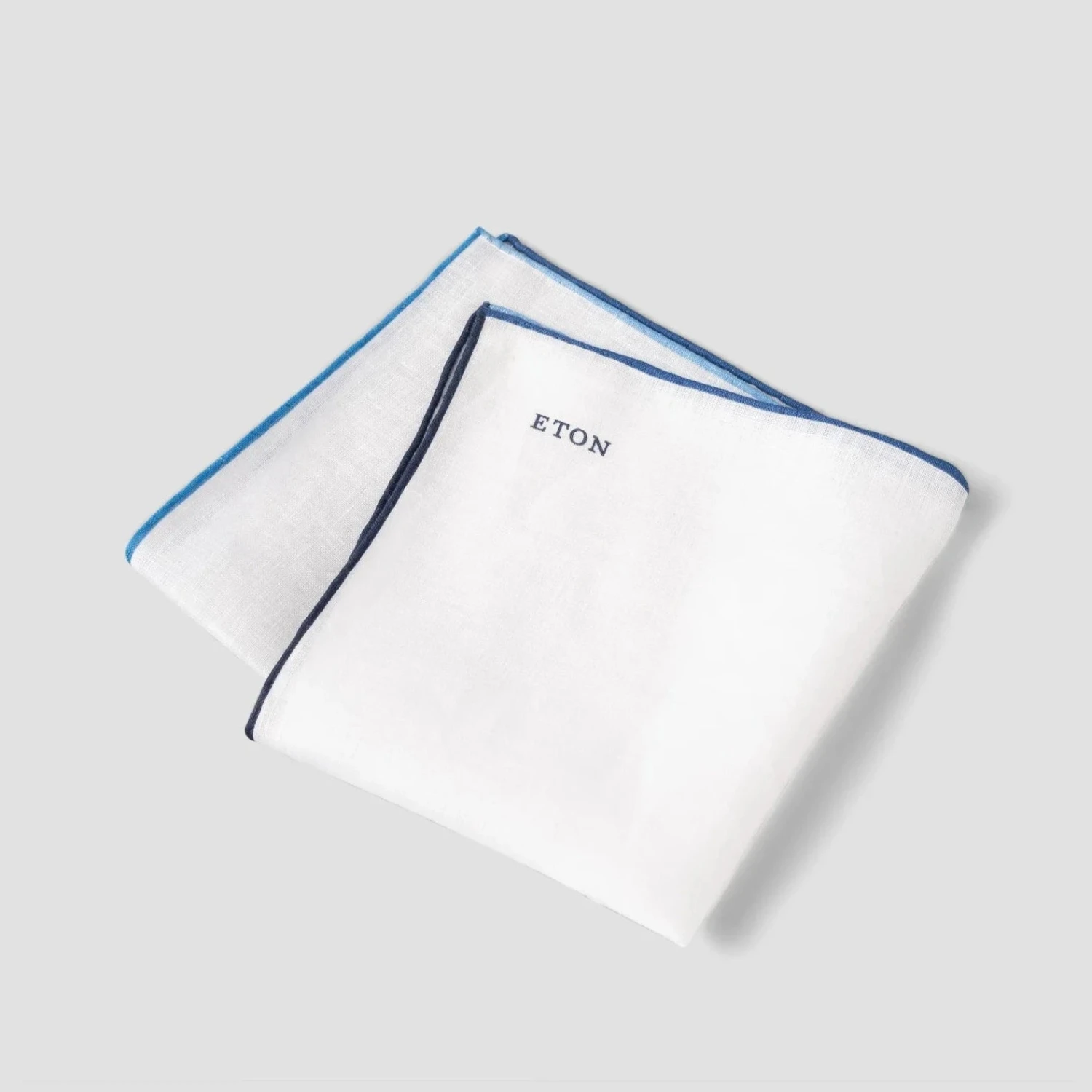 White With Blue Gradient Edges Linen Pocket Square - ETON 4 White With Blue Gradient Edges Linen Pocket Square - ETON - Image 2