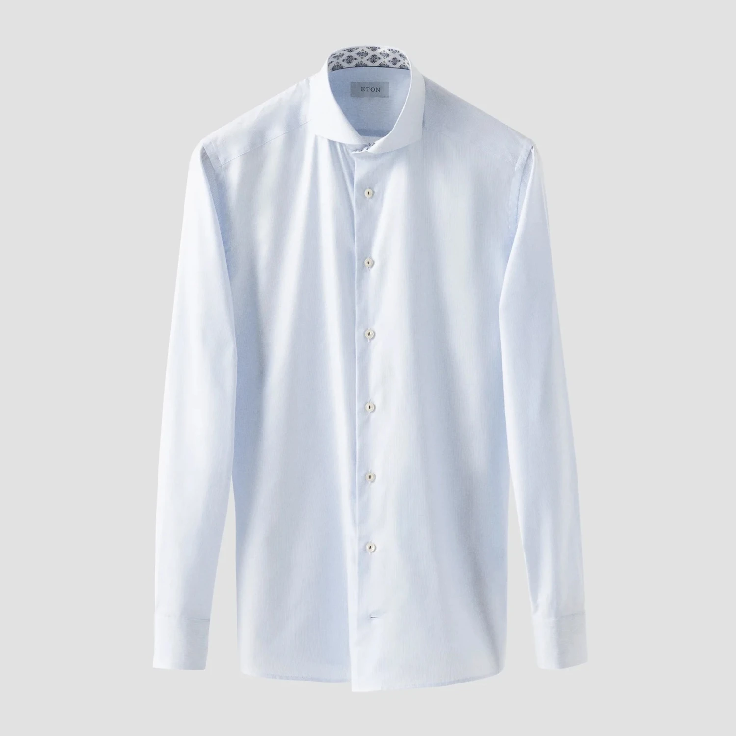 Light Blue Semi-Solid Cotton Tencel Contrast Trim Slim Fit Shirt - ETON 4 Light Blue Semi-Solid Cotton Tencel Contrast Trim Slim Fit Shirt - ETON - Image 2