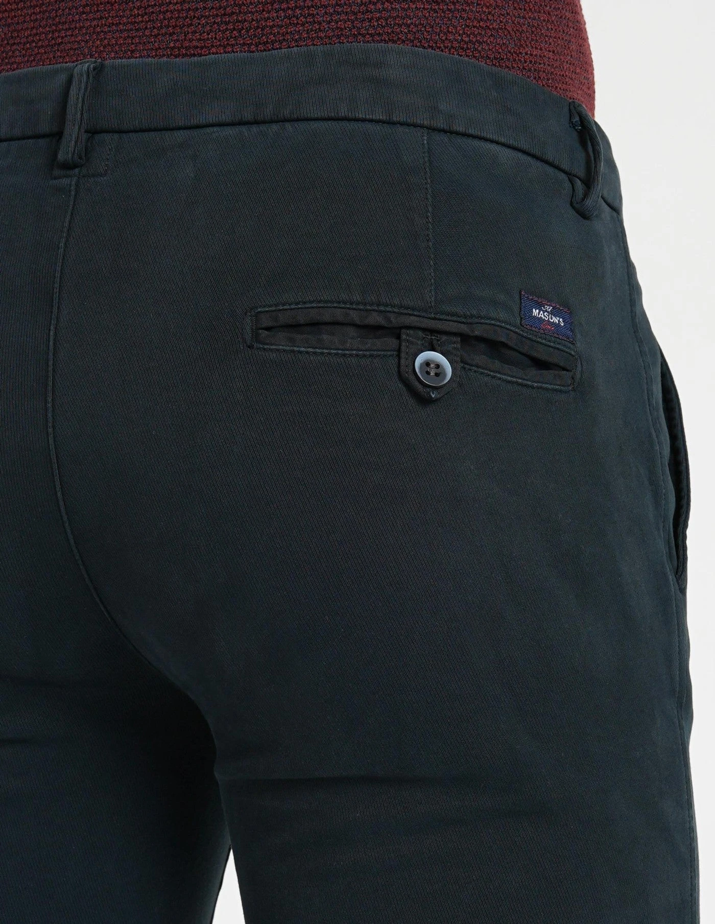 Navy Blue Twill Stretch Slim Fit Chino - Mason's 5 Navy Blue Twill Stretch Slim Fit Chino - Mason's - Image 3