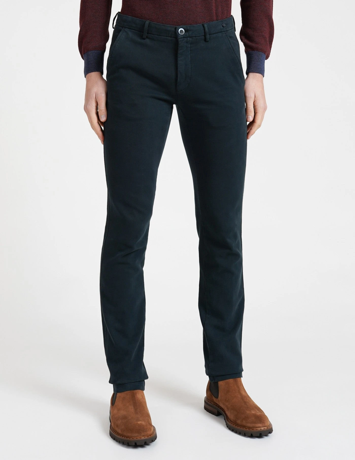 Navy Blue Twill Stretch Slim Fit Chino - Mason's 3 Navy Blue Twill Stretch Slim Fit Chino - Mason's