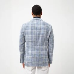 Blue Check Cotton Linen Contemporary Fit Sport Jacket - L.B.M 1911 10 Blue Check Cotton Linen Contemporary Fit Sport Jacket - L.B.M 1911 -ETON Store checked blazer lbm 1911 4