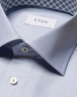 Navy Cotton-Tencel Contrast Trim Contemporary Fit Shirt - ETON 9 Navy Cotton-Tencel Contrast Trim Contemporary Fit Shirt - ETON -ETON Store dark blue cottonlyocell stretch cut away single contemporary 2023 05 03T1926038Z
