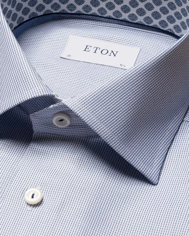 Navy Cotton-Tencel Contrast Trim Contemporary Fit Shirt - ETON 5 Navy Cotton-Tencel Contrast Trim Contemporary Fit Shirt - ETON - Image 3
