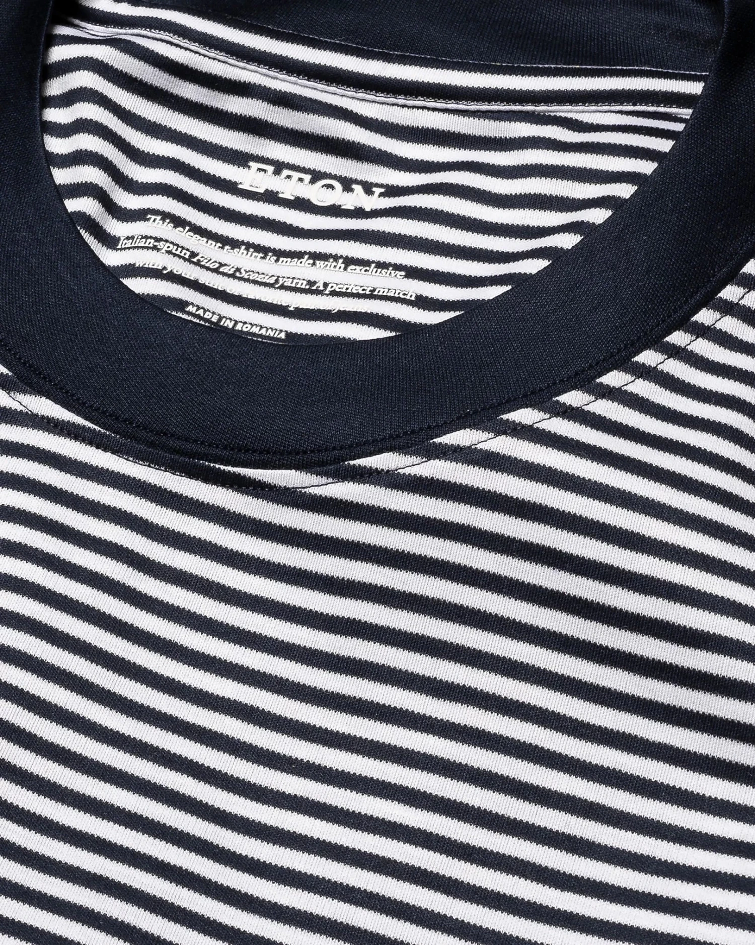 Navy Blue Striped Filo Di Scozia Crewneck T-Shirt - ETON 4 Navy Blue Striped Filo Di Scozia Crewneck T-Shirt - ETON - Image 2