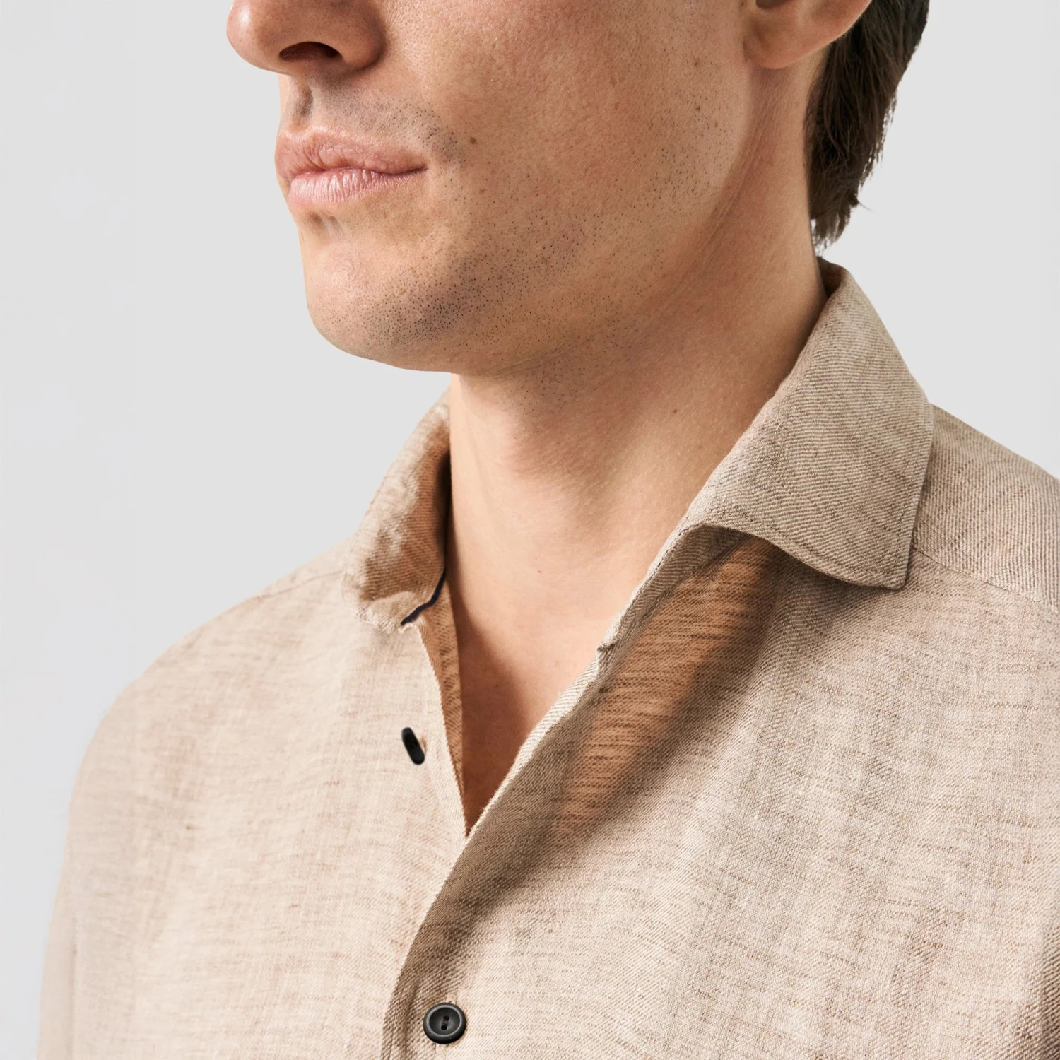 Brown Solid Linen Twill Slim Fit Shirt - ETON 7 Brown Solid Linen Twill Slim Fit Shirt - ETON - Image 5