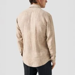 Brown Solid Linen Twill Slim Fit Shirt - ETON 12 Brown Solid Linen Twill Slim Fit Shirt - ETON -ETON Store dark brown wide spread linen shirt 2024 03 13T133049767Z