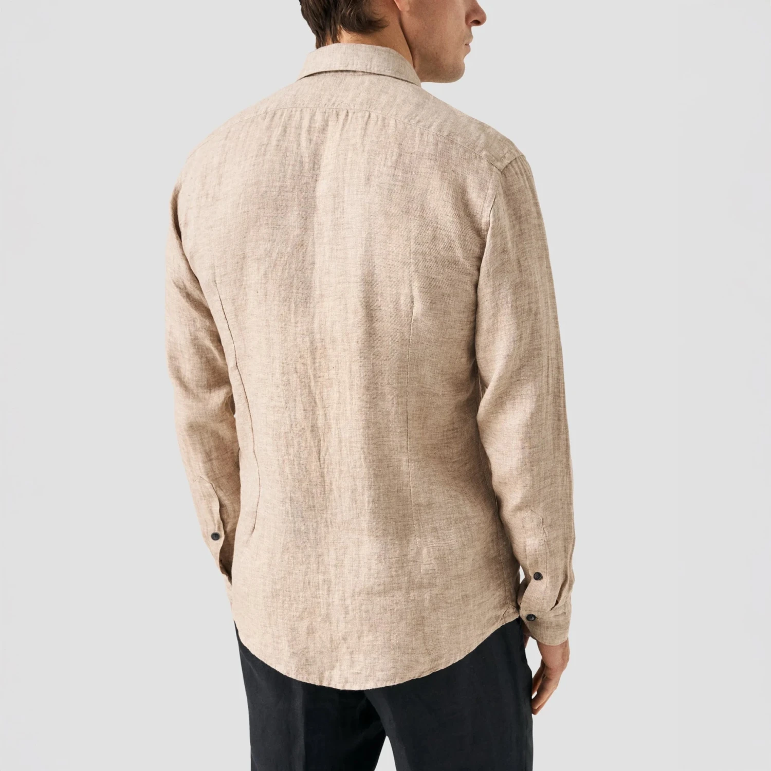 Brown Solid Linen Twill Slim Fit Shirt - ETON 5 Brown Solid Linen Twill Slim Fit Shirt - ETON - Image 3