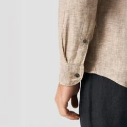 Brown Solid Linen Twill Slim Fit Shirt - ETON 15 Brown Solid Linen Twill Slim Fit Shirt - ETON -ETON Store dark brown wide spread linen shirt 2024 03 13T133049781Z