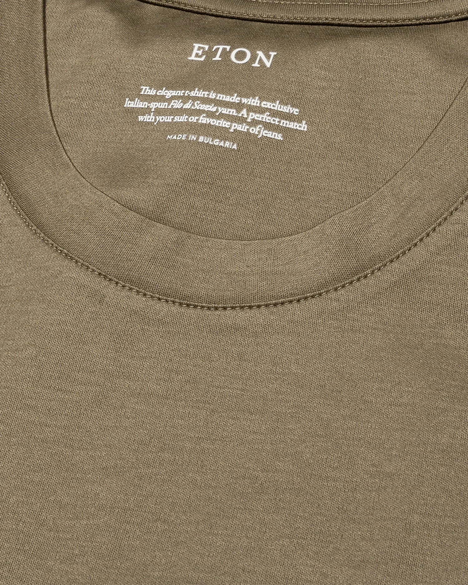 Dark Green Filo Di Scozia Crewneck Slim Fit T-Shirt - ETON 7 Dark Green Filo Di Scozia Crewneck Slim Fit T-Shirt - ETON - Image 5