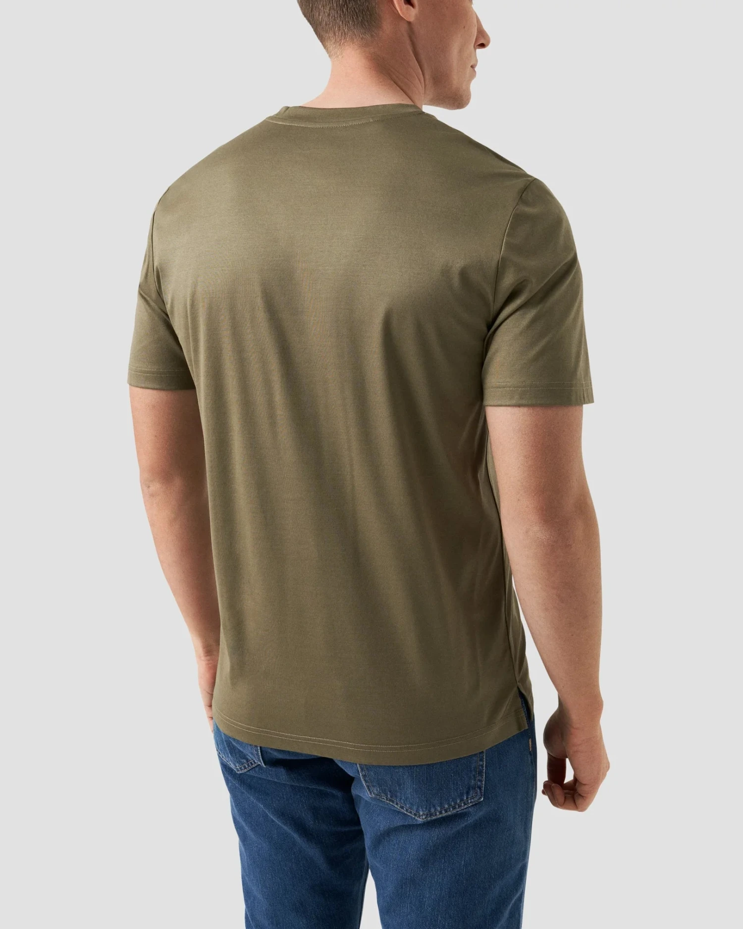 Dark Green Filo Di Scozia Crewneck Slim Fit T-Shirt - ETON 5 Dark Green Filo Di Scozia Crewneck Slim Fit T-Shirt - ETON - Image 3