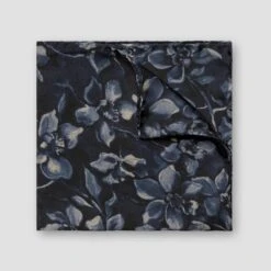 Dark Gray Floral Silk Pocket Square - ETON