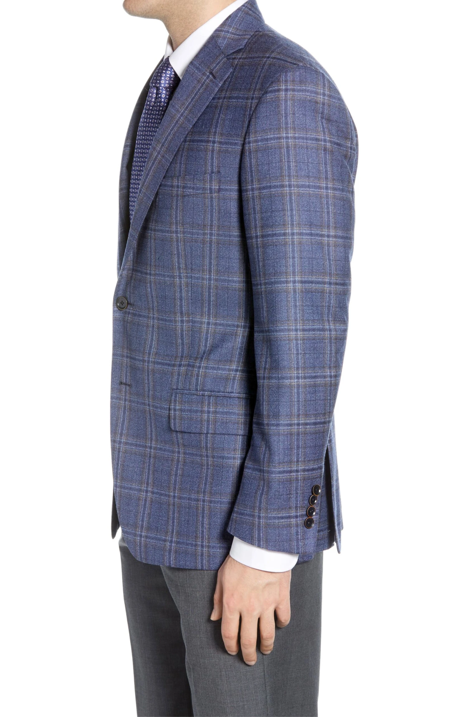 Blue Plaid Napoli Classic Fit Sport Coat 5 Blue Plaid Napoli Classic Fit Sport Coat - Image 3