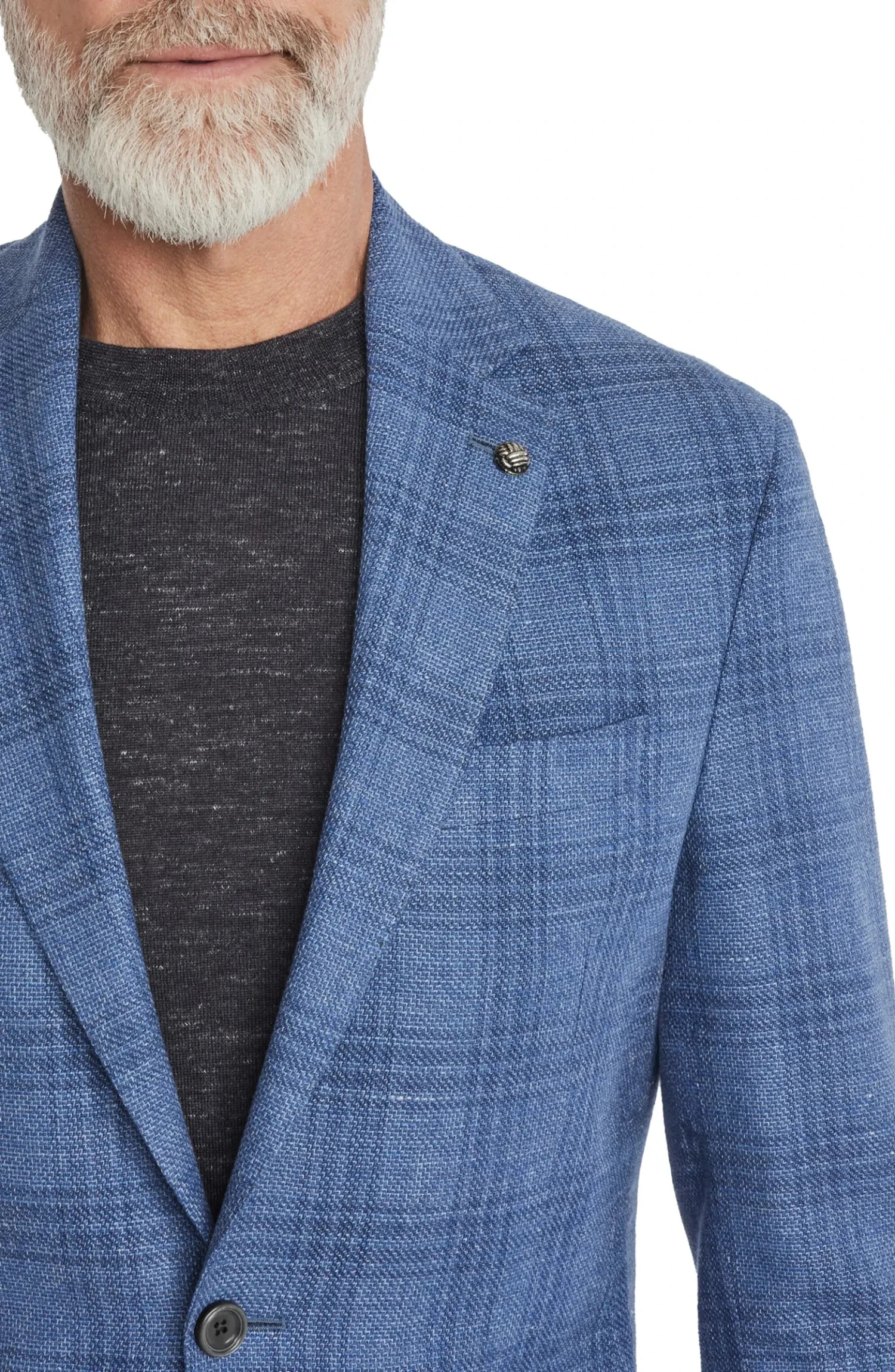Mid-Blue Check Wool-Linen Hampton Contemporary Fit Sport Jacket - Jack Victor 4 Mid-Blue Check Wool-Linen Hampton Contemporary Fit Sport Jacket - Jack Victor - Image 2