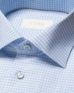 Light Blue 3D Check Elevated Poplin Contemporary Fit Shirt - ETON 10 Light Blue 3D Check Elevated Poplin Contemporary Fit Shirt - ETON -ETON Store elevated checked poplin shirt 2024 02 07T09404987Z