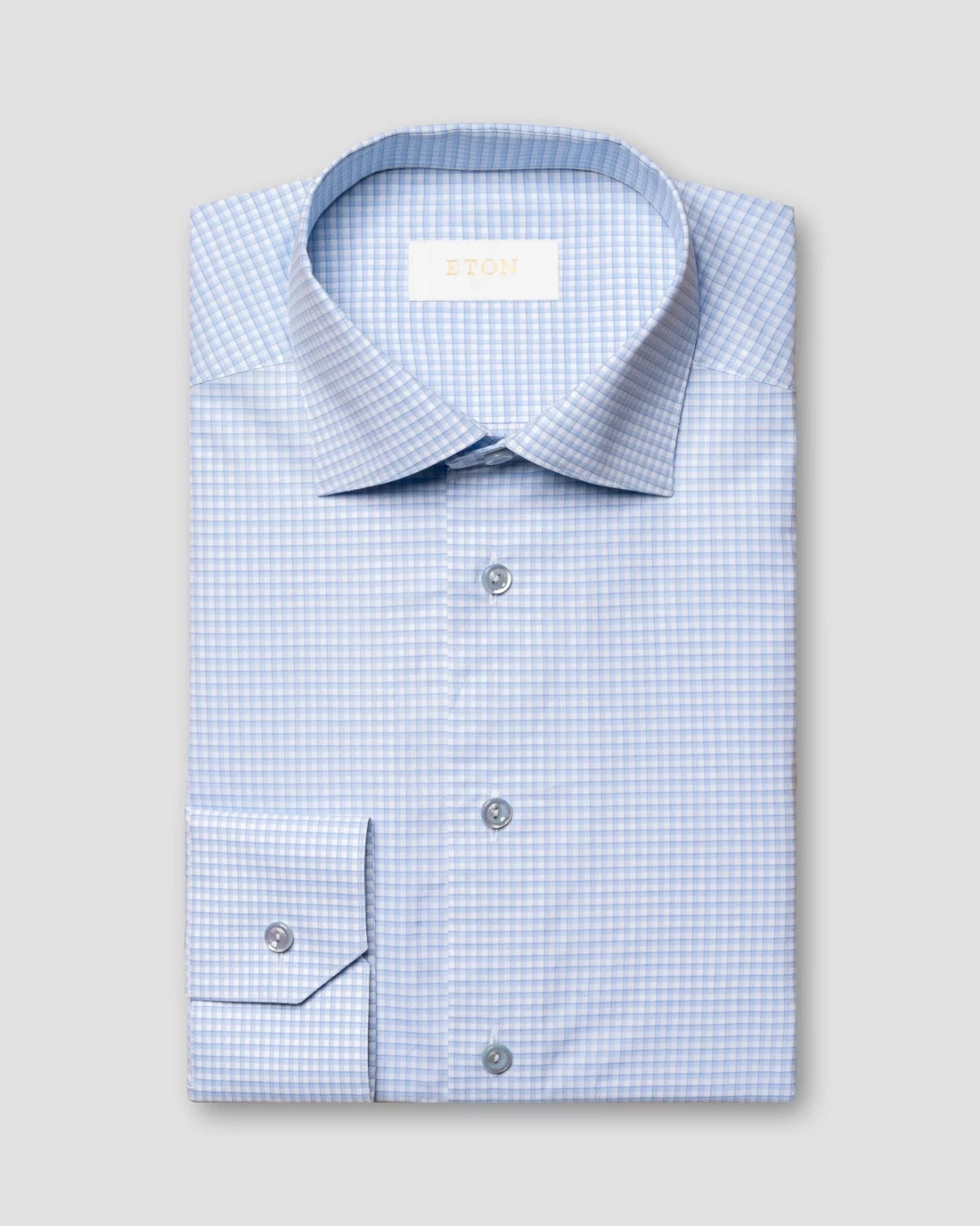 Light Blue 3D Check Elevated Poplin Contemporary Fit Shirt - ETON 3 Light Blue 3D Check Elevated Poplin Contemporary Fit Shirt - ETON