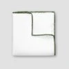 Green-Detail White Linen Pocket Square - ETON