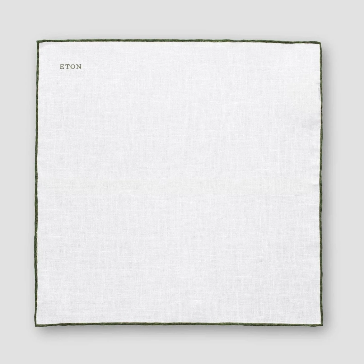 Green-Detail White Linen Pocket Square - ETON 4 Green-Detail White Linen Pocket Square - ETON - Image 2