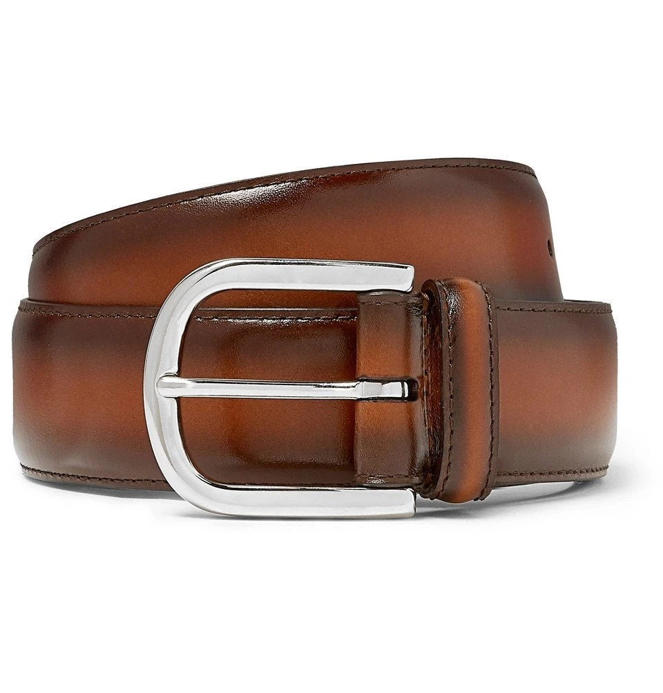 Light Brown Burnished Leather Belt - Anderson's 3 Light Brown Burnished Leather Belt - Anderson's