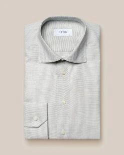 Green Micro Check Twill Contemporary Fit- ETON