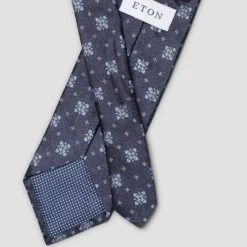 Navy Blue Woven Floral Silk Tie - ETON 6 Navy Blue Woven Floral Silk Tie - ETON -ETON Store lustrous silk tie 2024 02 29T13555359Z