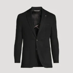 Black Solid Loro Piana Wool Knit Hartford Contemporary Fit Sport Jacket