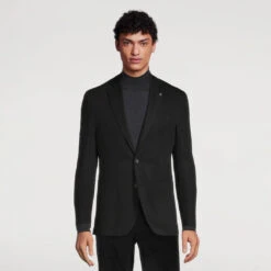 Black Solid Loro Piana Wool Knit Hartford Contemporary Fit Sport Jacket 9 Black Solid Loro Piana Wool Knit Hartford Contemporary Fit Sport Jacket -ETON Store m 5001104465 08