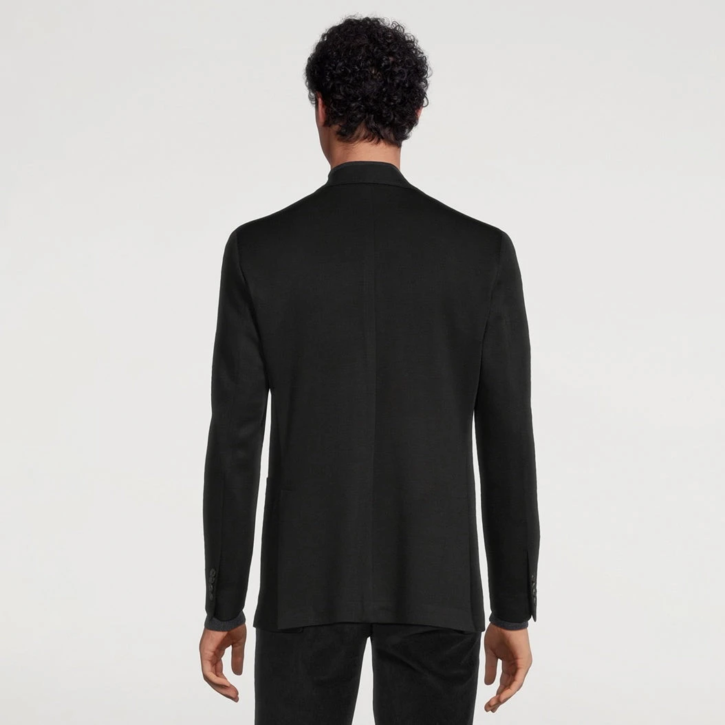 Black Solid Loro Piana Wool Knit Hartford Contemporary Fit Sport Jacket 5 Black Solid Loro Piana Wool Knit Hartford Contemporary Fit Sport Jacket - Image 3