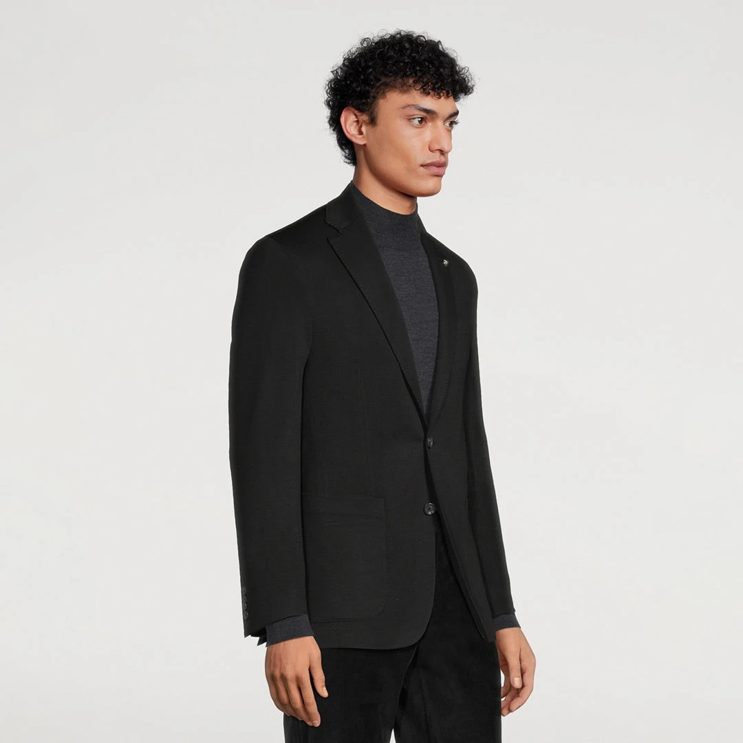 Black Solid Loro Piana Wool Knit Hartford Contemporary Fit Sport Jacket 6 Black Solid Loro Piana Wool Knit Hartford Contemporary Fit Sport Jacket - Image 4