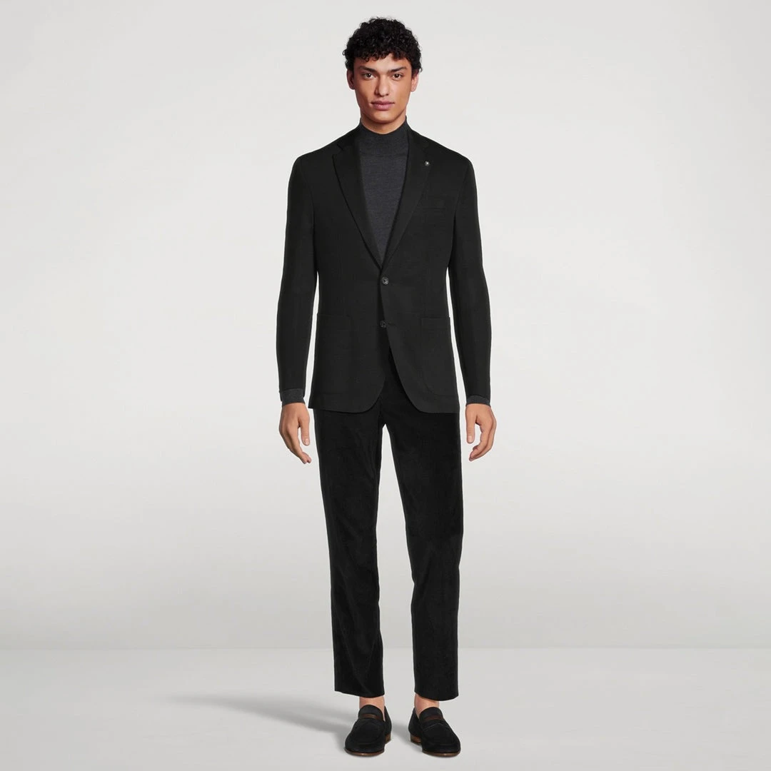 Black Solid Loro Piana Wool Knit Hartford Contemporary Fit Sport Jacket 7 Black Solid Loro Piana Wool Knit Hartford Contemporary Fit Sport Jacket - Image 5