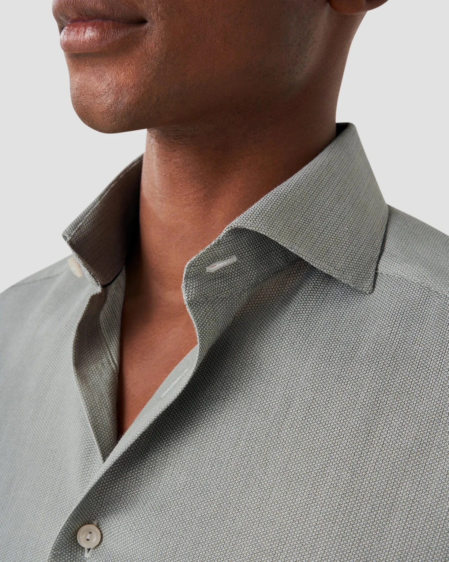 Green Semi-Solid Mélange Signature Twill Slim Fit Shirt - ETON 4 Green Semi-Solid Mélange Signature Twill Slim Fit Shirt - ETON - Image 2