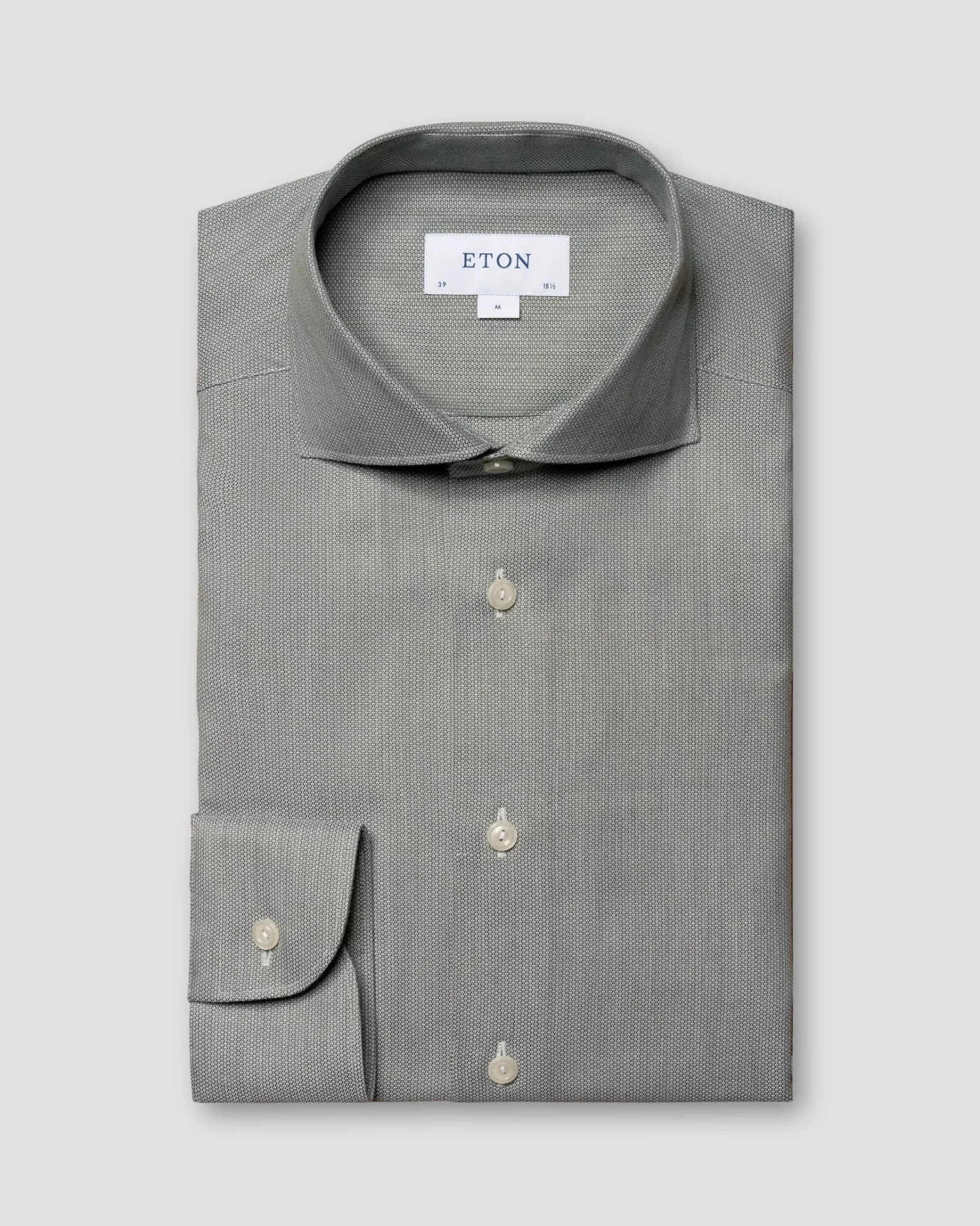 Green Semi-Solid Mélange Signature Twill Slim Fit Shirt - ETON 3 Green Semi-Solid Mélange Signature Twill Slim Fit Shirt - ETON