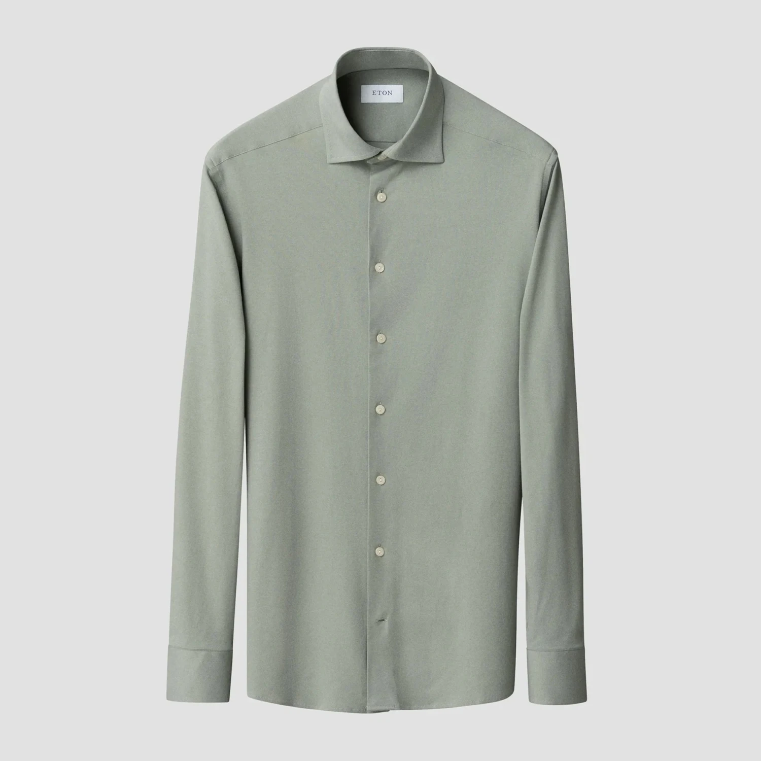 Sage Green Solid Cotton Four-Way Flex Slim Fit Shirt - ETON 4 Sage Green Solid Cotton Four-Way Flex Slim Fit Shirt - ETON - Image 2