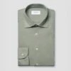 Sage Green Solid Cotton Four-Way Flex Slim Fit Shirt - ETON 1 Sage Green Solid Cotton Four-Way Flex Slim Fit Shirt - ETON -ETON Store mid green stretch cut away collar rounded single slim fit 2024 11 01T104551968Z