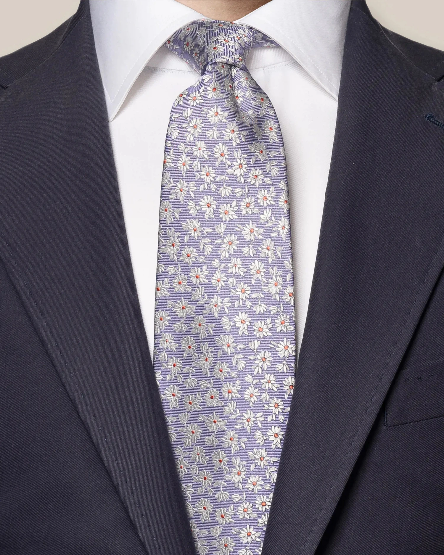 Purple Floral Silk Tie - Eton 4 Purple Floral Silk Tie - Eton - Image 2