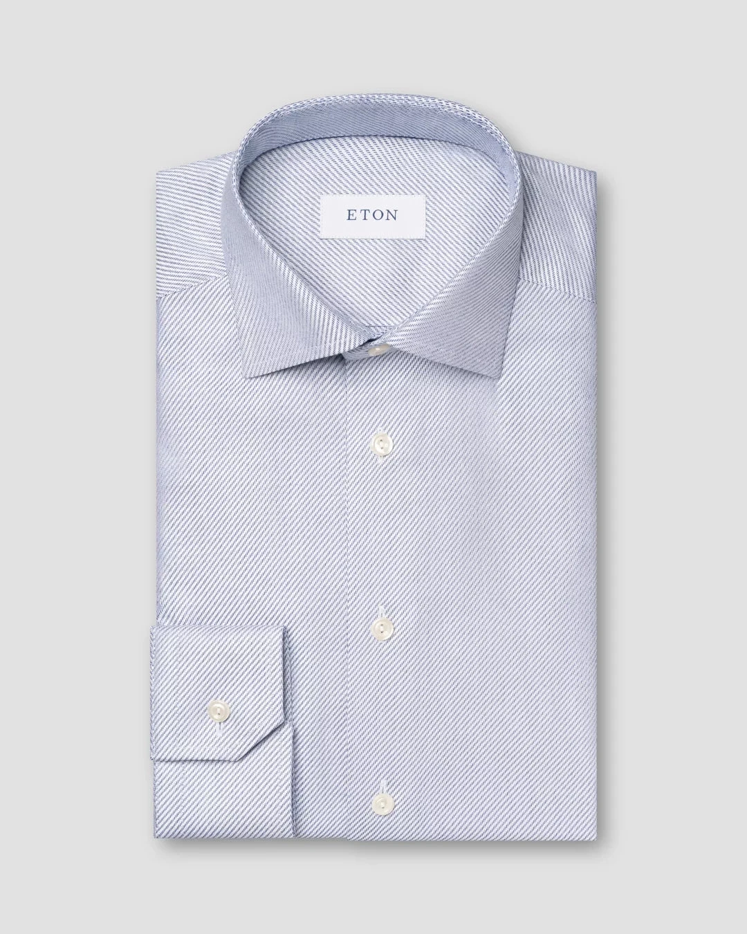 Navy Blue Twill Cotton-Tencel Slim Fit Shirt - ETON 3 Navy Blue Twill Cotton-Tencel Slim Fit Shirt - ETON