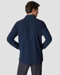 Navy Blue Twill Moleskin Overshirt - ETON 14 Navy Blue Twill Moleskin Overshirt - ETON -ETON Store navy brushed twill overshirt 2023 12 14T103049456Z