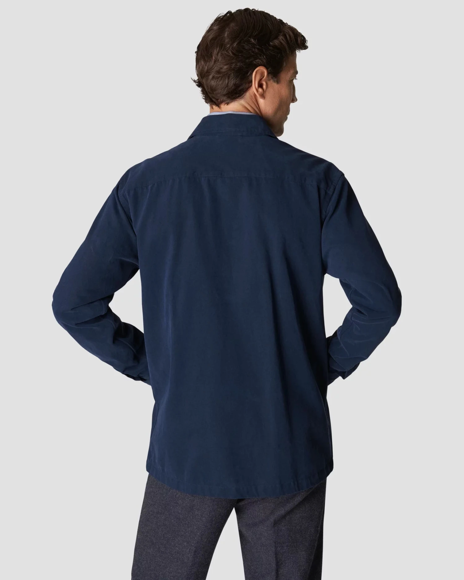 Navy Blue Twill Moleskin Overshirt - ETON 7 Navy Blue Twill Moleskin Overshirt - ETON - Image 5