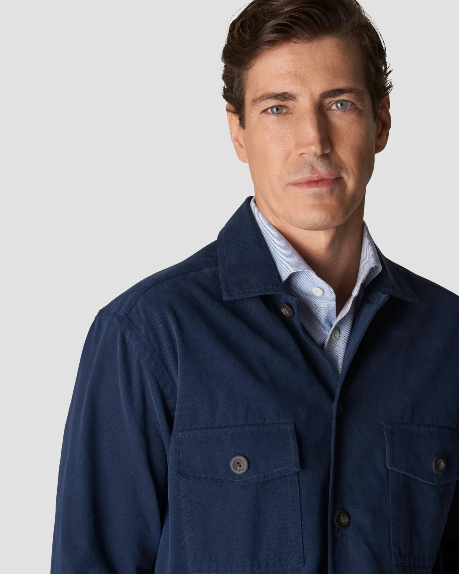 Navy Blue Twill Moleskin Overshirt - ETON 9 Navy Blue Twill Moleskin Overshirt - ETON - Image 7
