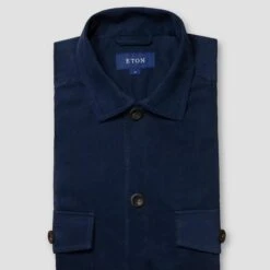 Navy Blue Twill Moleskin Overshirt - ETON 11 Navy Blue Twill Moleskin Overshirt - ETON -ETON Store navy brushed twill overshirt 2023 12 14T103049817Z