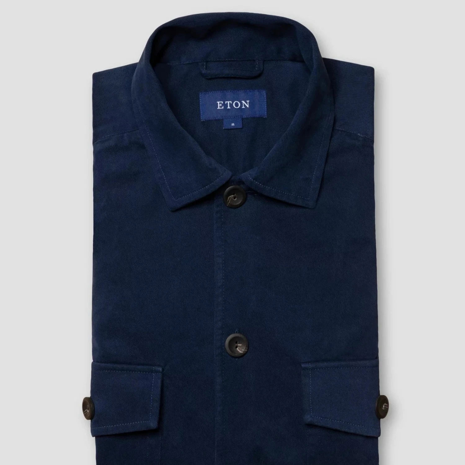 Navy Blue Twill Moleskin Overshirt - ETON 4 Navy Blue Twill Moleskin Overshirt - ETON - Image 2